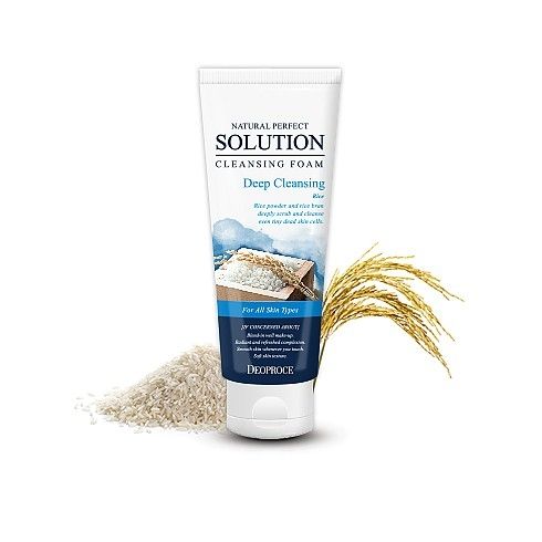 Пенка для очищения с рисовой пудрой Deoproce Natural Perfect Solution Cleansing Foam Deep Cleansing