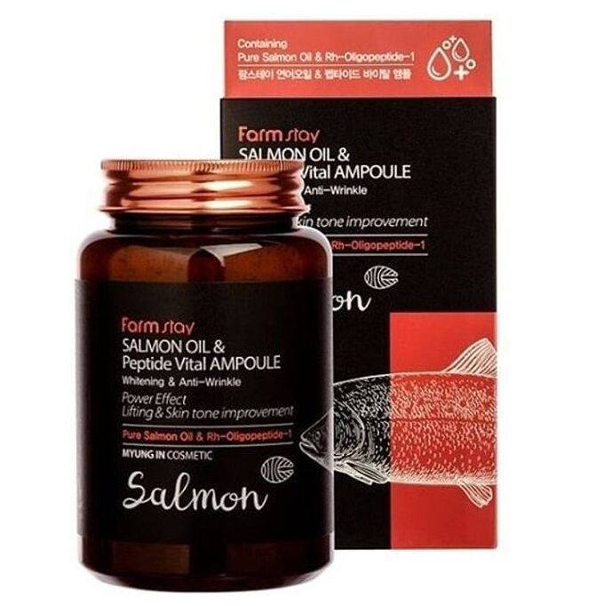 Сыворотка ампульная с маслом лосося и пептидами FarmStay Salmon Oil &Peptide Vital Ampoule